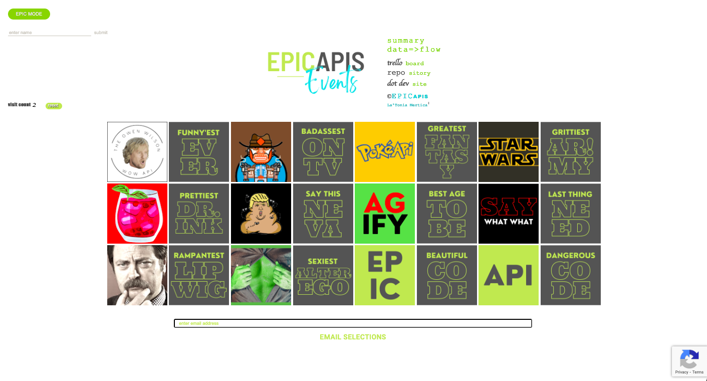 Epic Apis Homepage